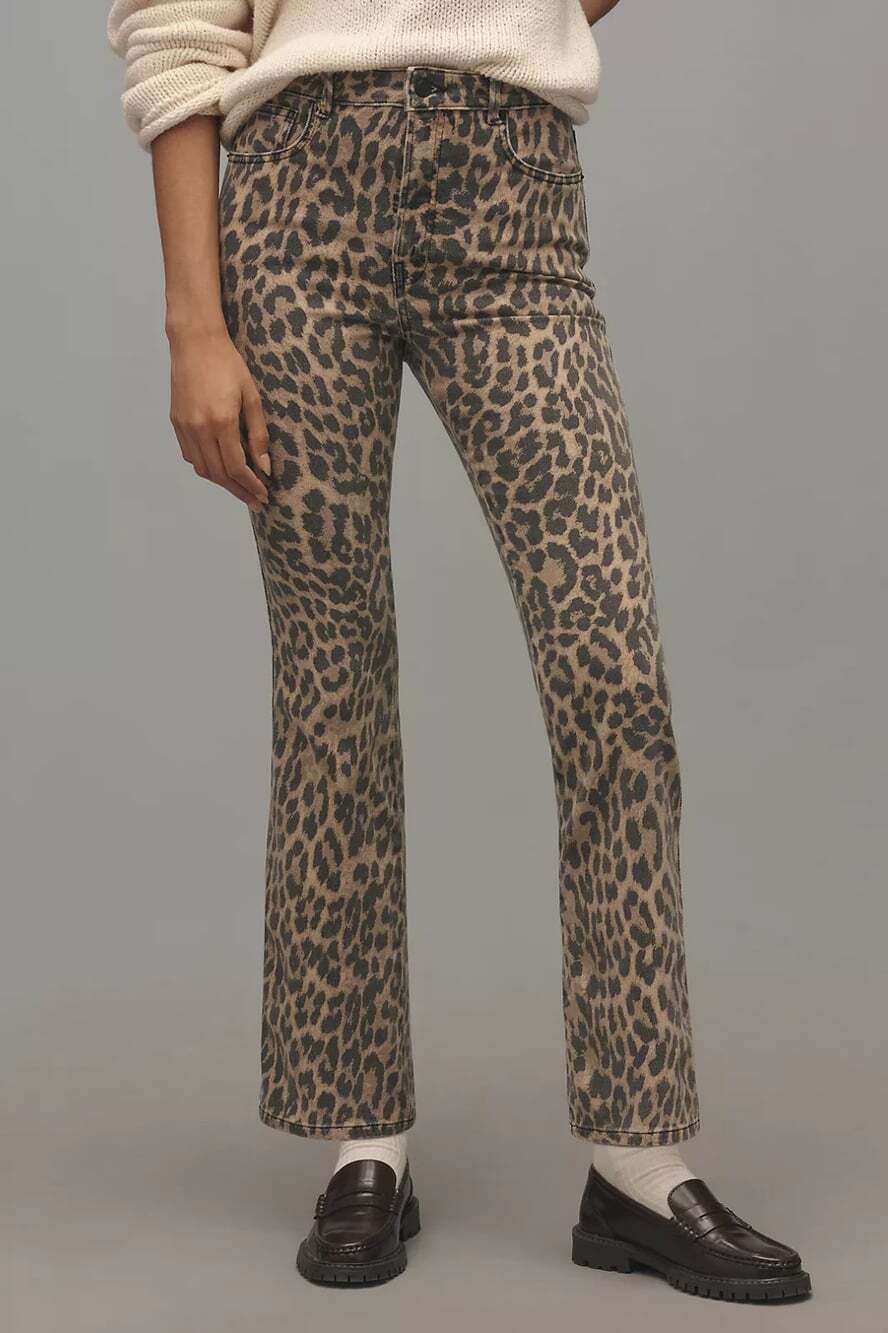 Good American Women's Plus Size 24 Good Standard High Rise Leopard Kick Flare
